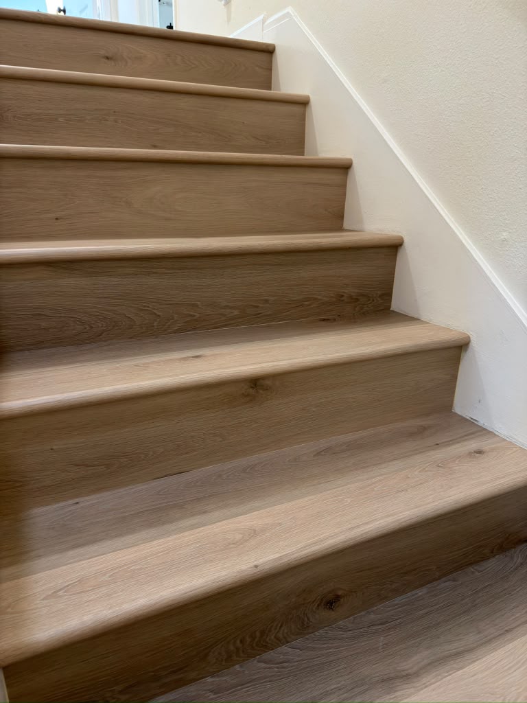 Pasadena stairs after the new wood flooring
