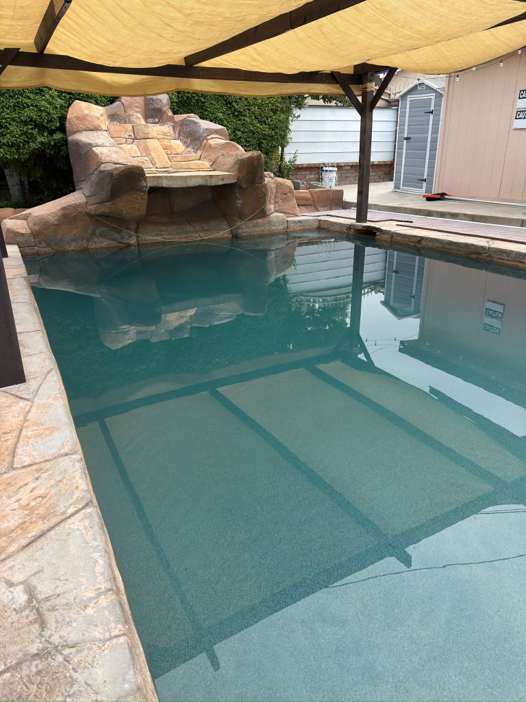 Whittier pool after a StoneScape mini pebble finish