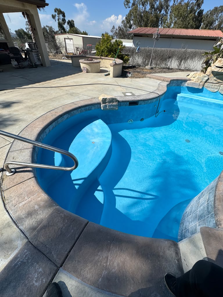 Riverside pool filled after the new plaster and tile