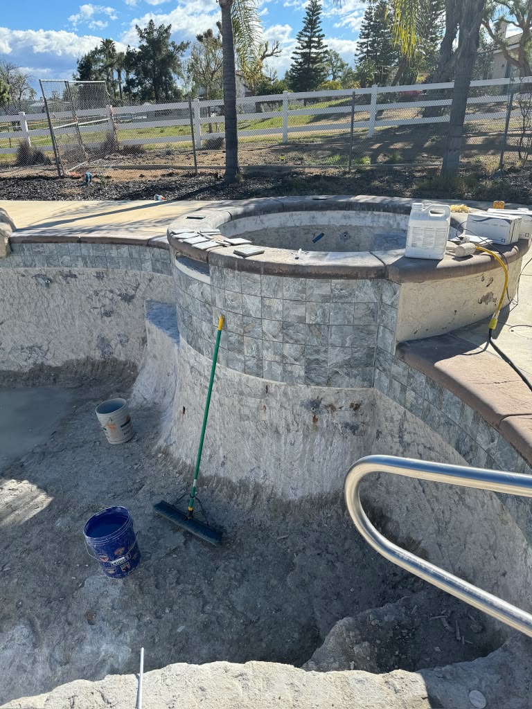Riverside spa tile and plaster work in progress