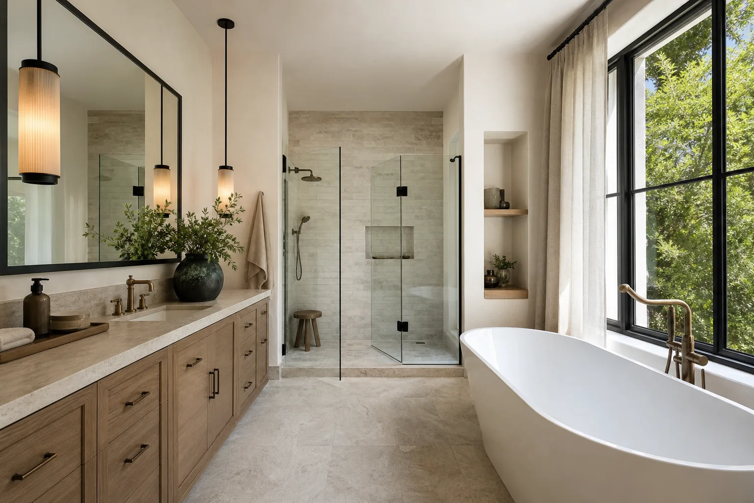 Fully custom bathroom remodel with vanity and spa finishes