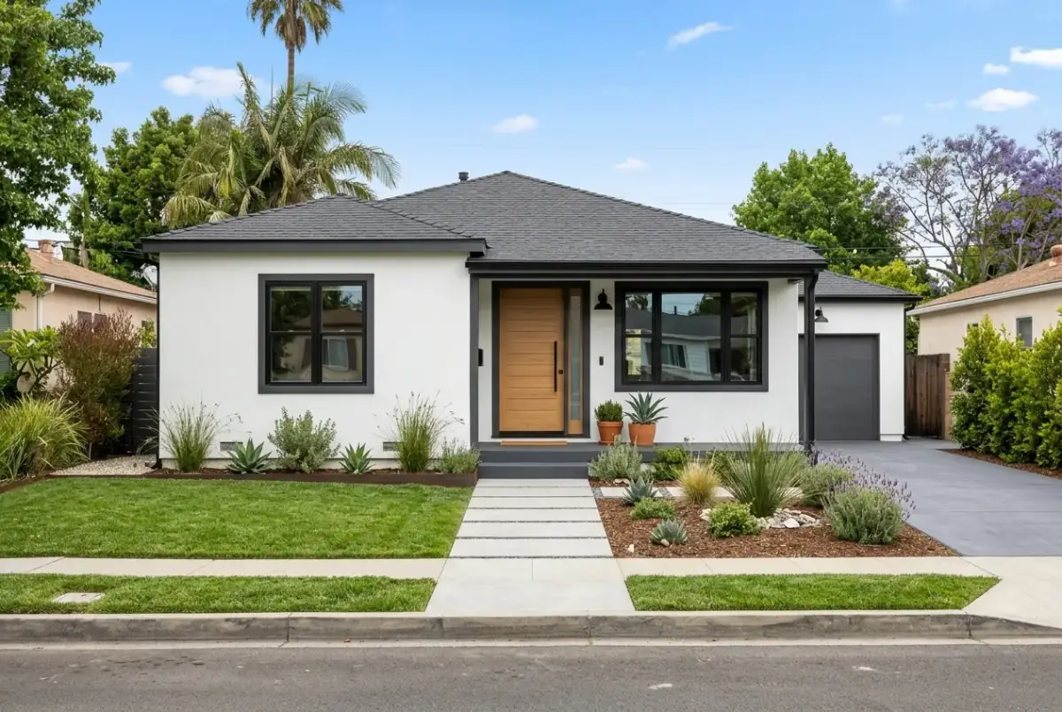 New windows and fresh paint on a remodeled Los Angeles home