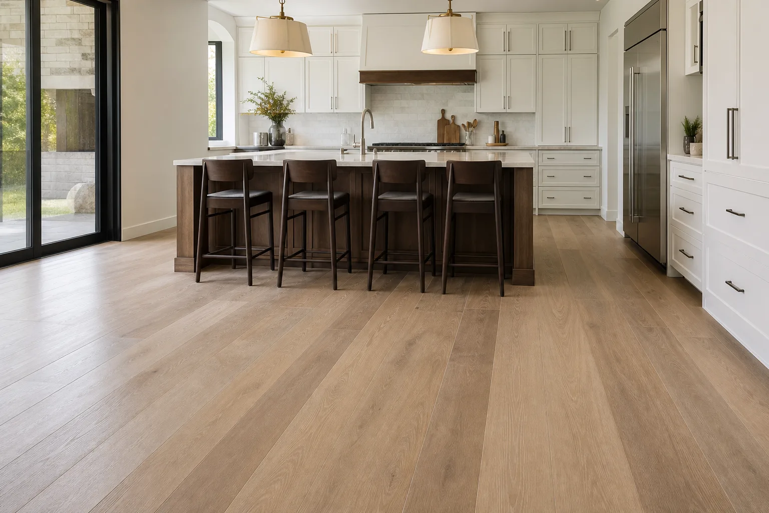 Kitchen flooring installed level for daily traffic