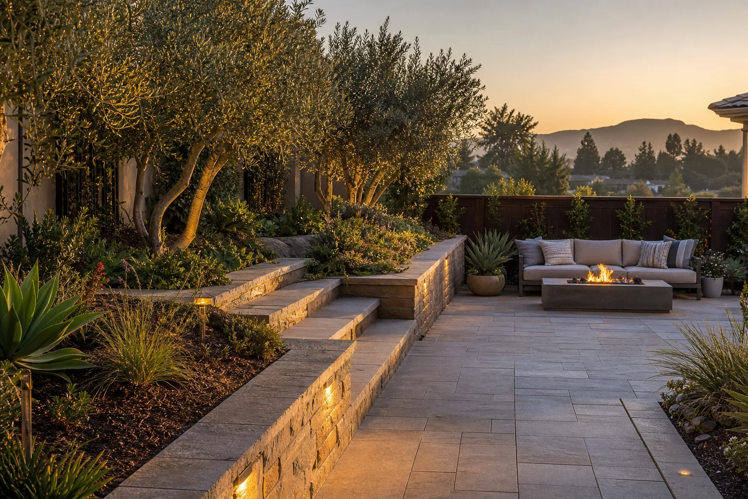 Outdoor remodeling with patio and planting by Premier Hi-End Builders in Los Angeles