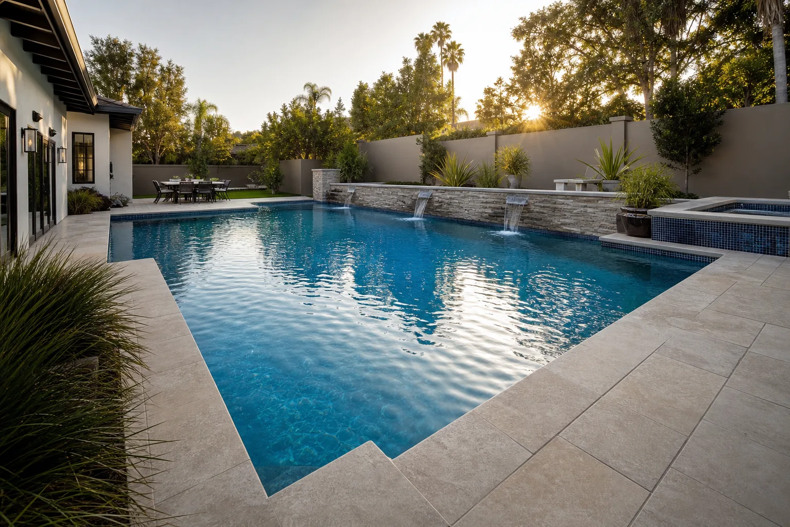 Pool remodeling with fresh finish and deck by Premier Hi-End Builders