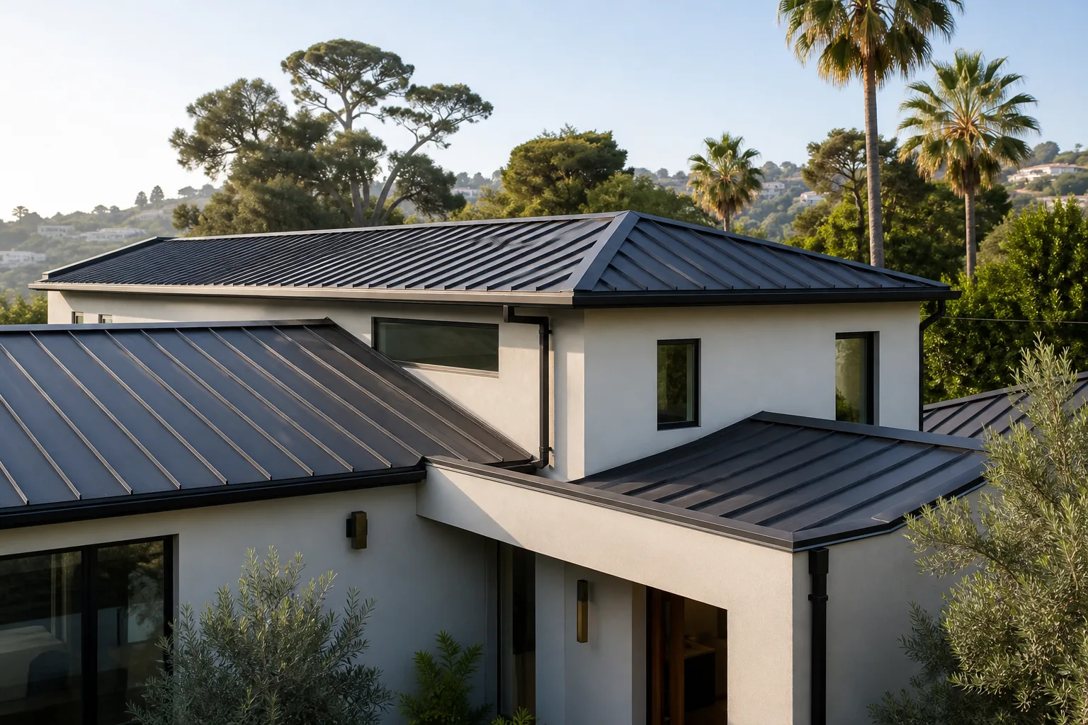 Standing-seam metal roofing