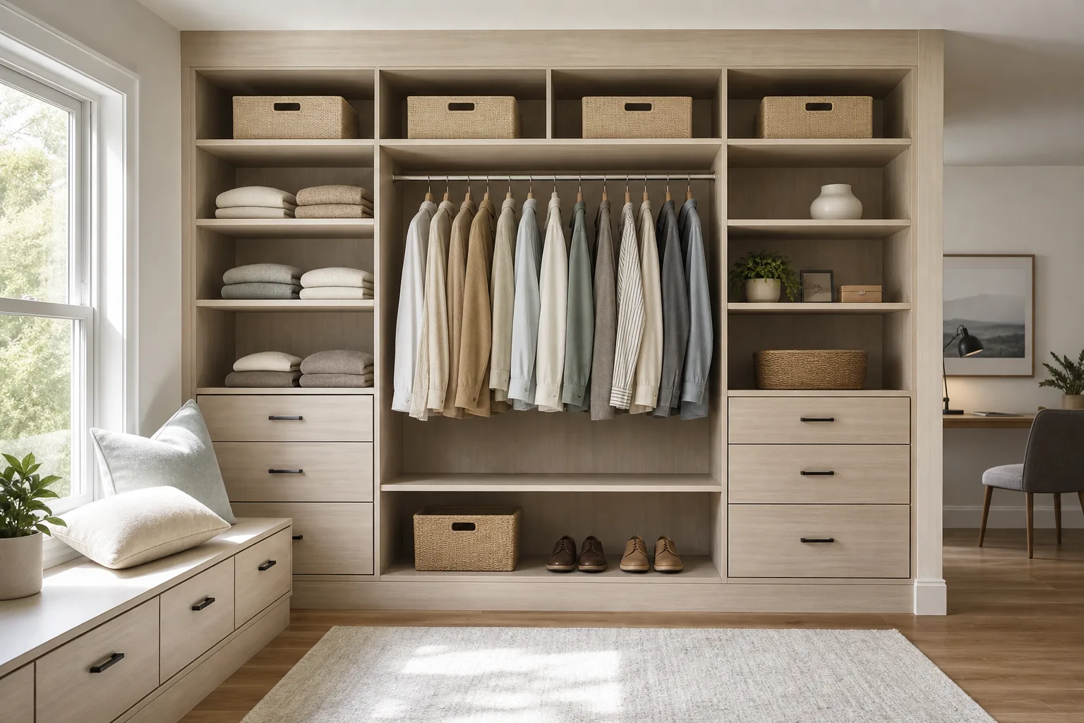 Smart storage built into a room addition