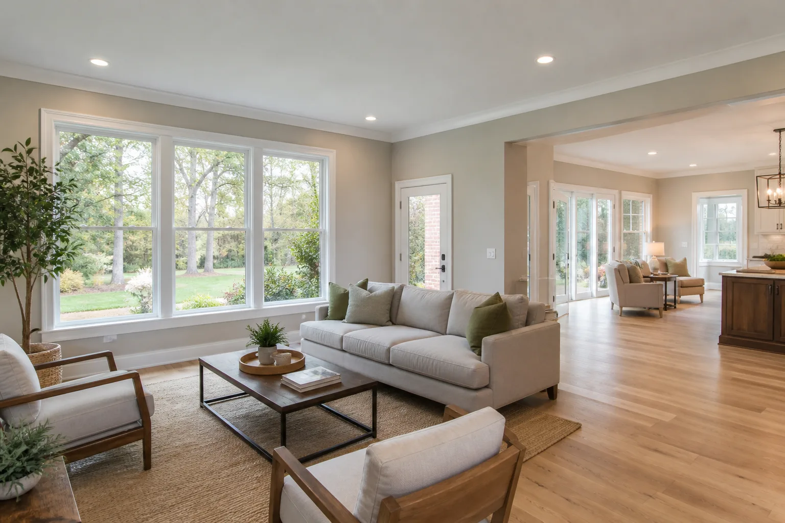Living space room addition with matched finishes